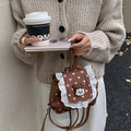 Sweet and cute fashion flip-top backpack for female students, new autumn and winter lace schoolbag, cartoon girl backpack