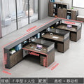 F-shaped three-seater sofa with mobile storage unit