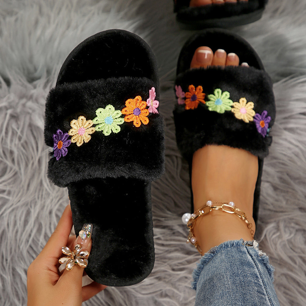 amazon plus size winter slippers plush open toe floor cotton slippers indoor home warm fuzzy slippers