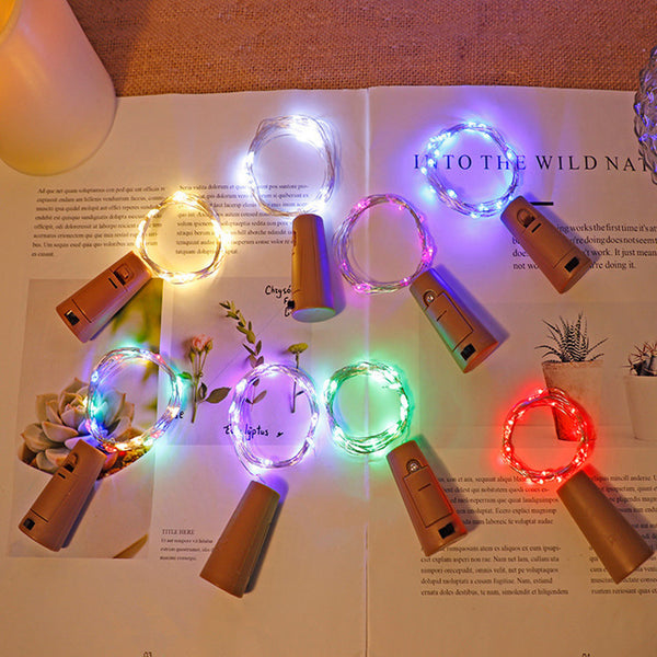 Wine cork copper wire light LED light string battery box button red wine cork light indoor Christmas decoration star lights