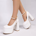 2026 spring new european and american style women's shoes - solid color platform chunky heel plus size pumps