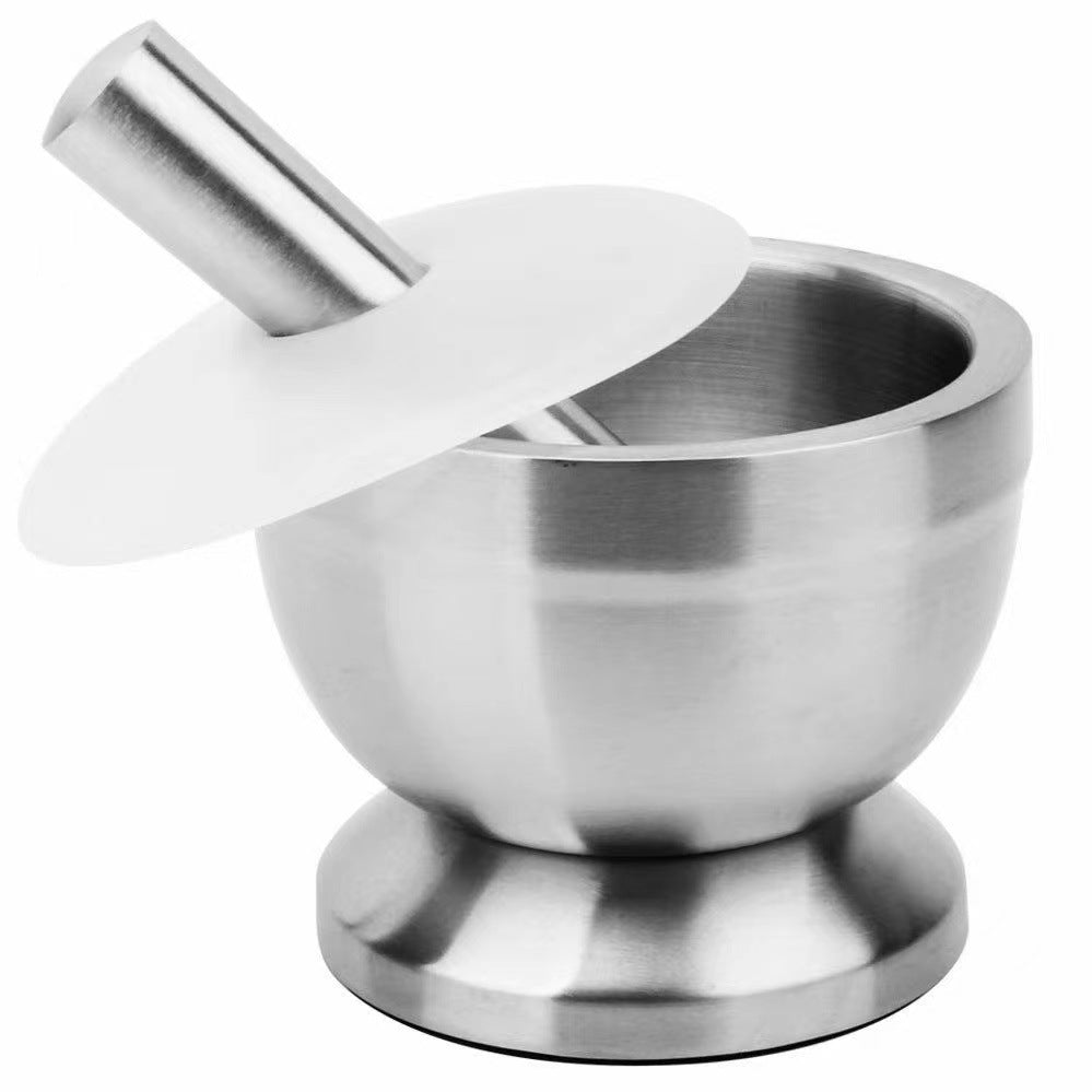 304 stainless steel garlic pounder, garlic paste bowl with lid, grinding artifact, medicine pounder, powder jar processing and personalized