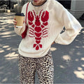 winter women's casual commute cardigan long sleeve printed knitted set