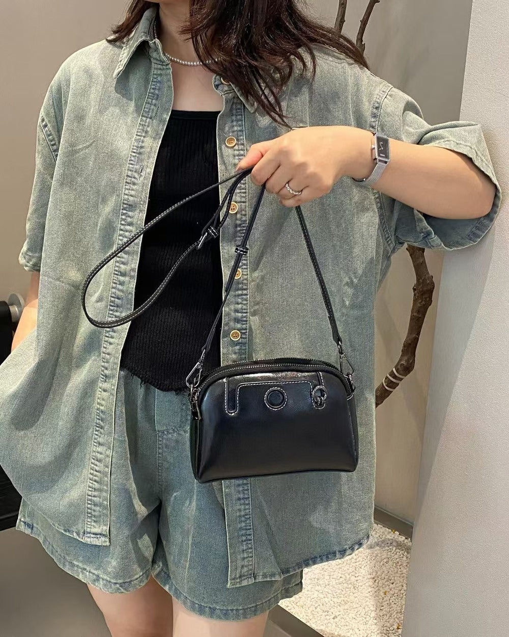 Tc genuine leather women's bag coin mobile phone bag 2025new arrival mahjong bag first layer cowhide single mini shoulder crossbody bag