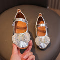 Girls'  spring new bowknot soft sole princess leather shoes for mid-to-large children - wholesale magic tape closure kids' shoes (direct from manufacturer)