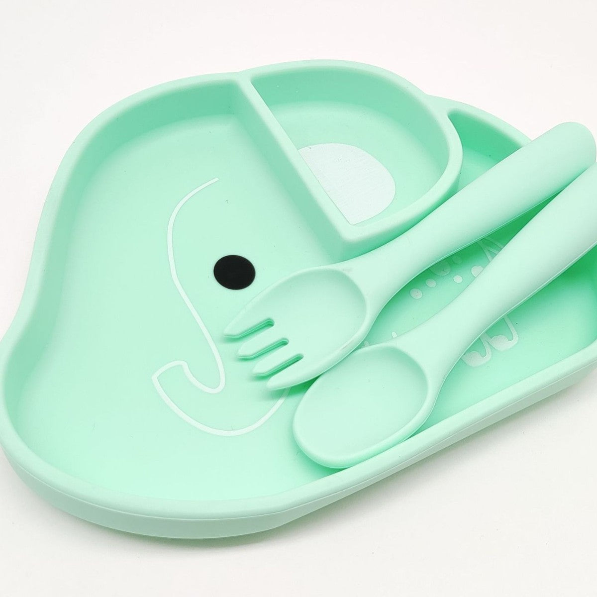 Children's Crocodile Elephant Silicone Plate Set Supplementary Food Grid Infant Learning to Eat Training with Suction Cup