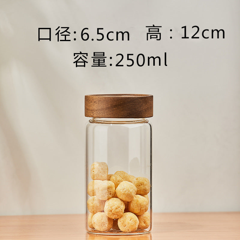 Airtight heat-resistant glass storage jar for kitchen, grains, coffee beans, collectibles, and more