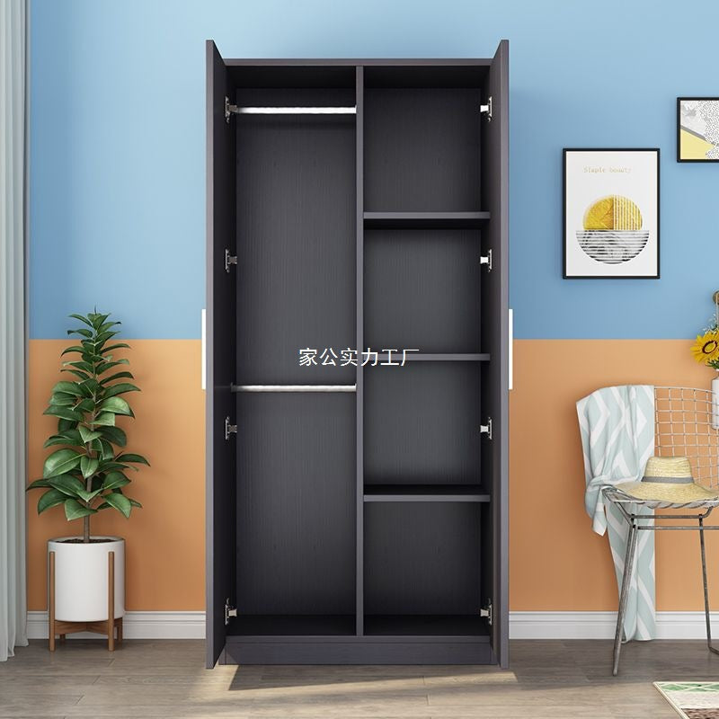 Wardrobe solid wood simple household bedroom rental room simple plate assembly storage cabinet locker large wardrobe