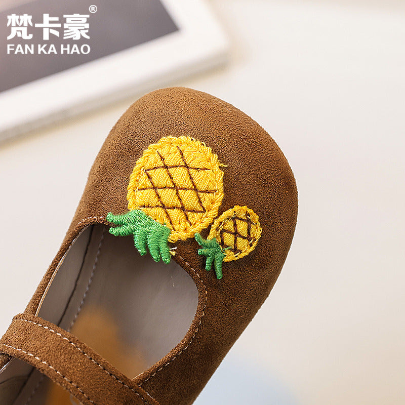 Vancahao kids' mongolian velvet leather shoes,  spring/autumn new collection, girls' fashion cartoon princess shoes, soft sole flats