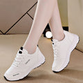 Women's sneakers 2025 spring/autumn new breathable leather white shoes korean style versatile thick sole casual running shoes