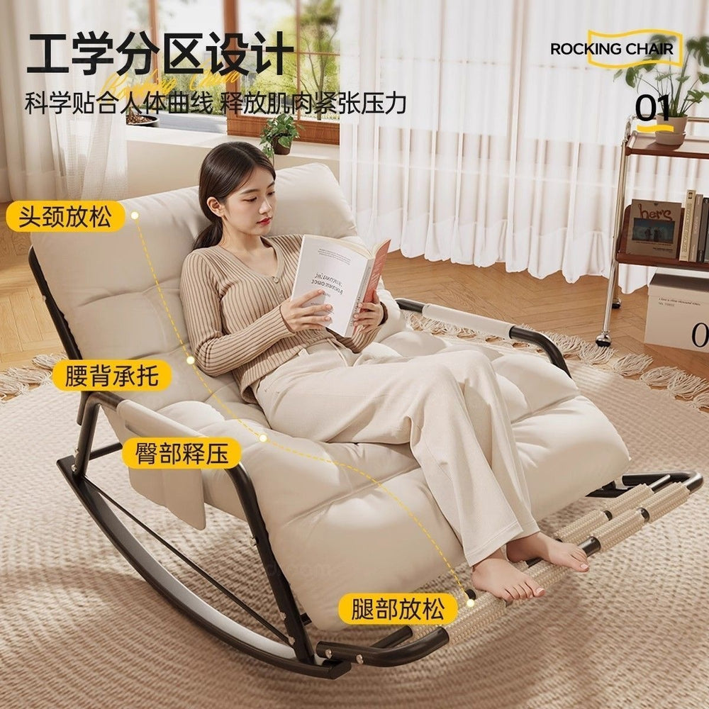 Rocking chair recliner adult sitting and sleeping dual-purpose new lunch break chair for home balcony casual chair double lazy sofa chair