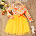Children's long sleeves double layer mesh dress