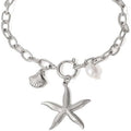 18k gold stainless steel starfish, shell, and seashell bracelet - 2025 european and american summer new ocean series titanium steel bracelet