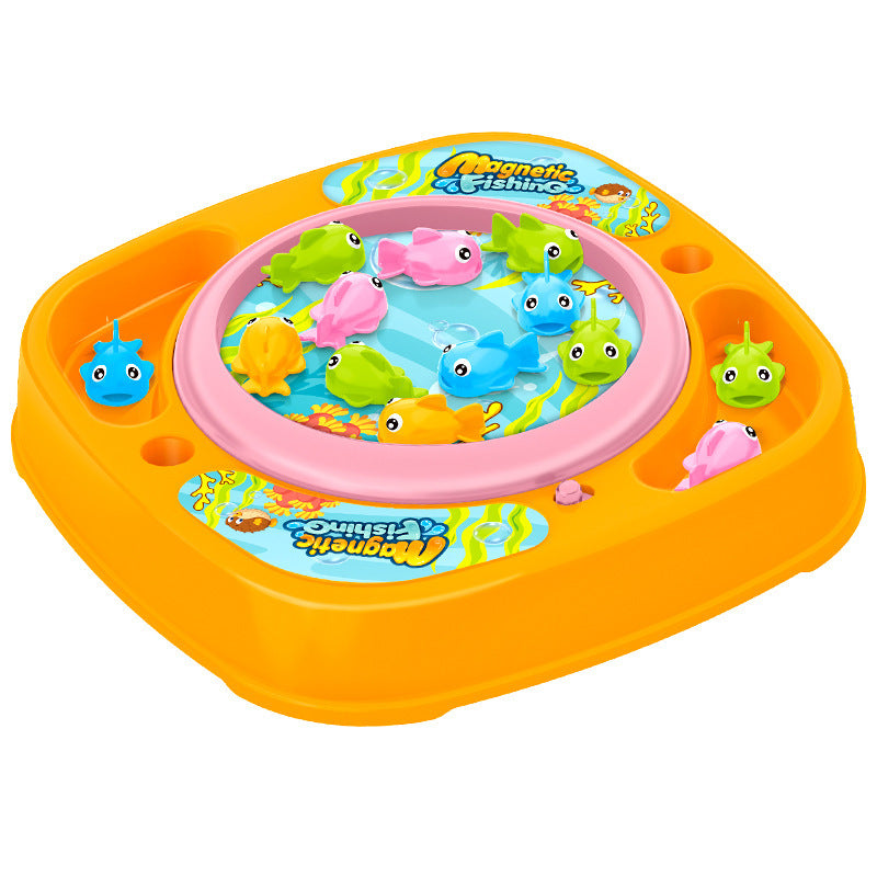 Little yellow duck electric music rotating magnetic fishing game - cross-border early education pretend play educational toy for boys and girls