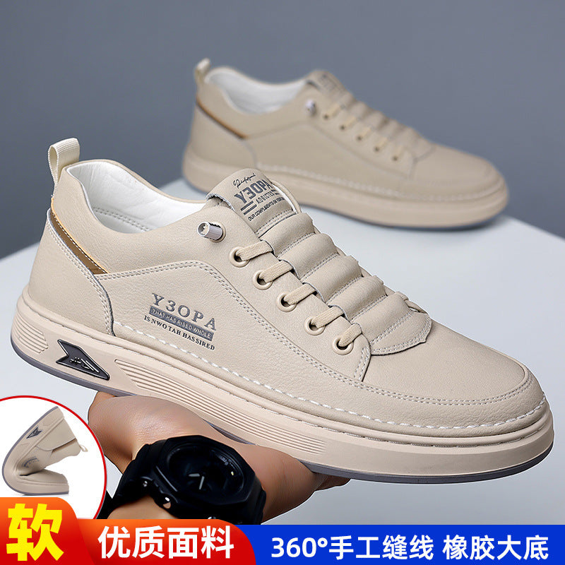 Men's spring breathable casual slip-on sneakers - soft sole white shoes - trendy men's skate shoes