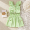 Kids clothing cross-border exclusive for european and american girls new arrival children's green flying sleeve vest + shorts children's clothing