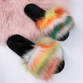 Wholesale fur slippers from fur manufacturers: home-friendly faux fox fur one-piece slippers, new fashionable plush slippers for autumn and winter