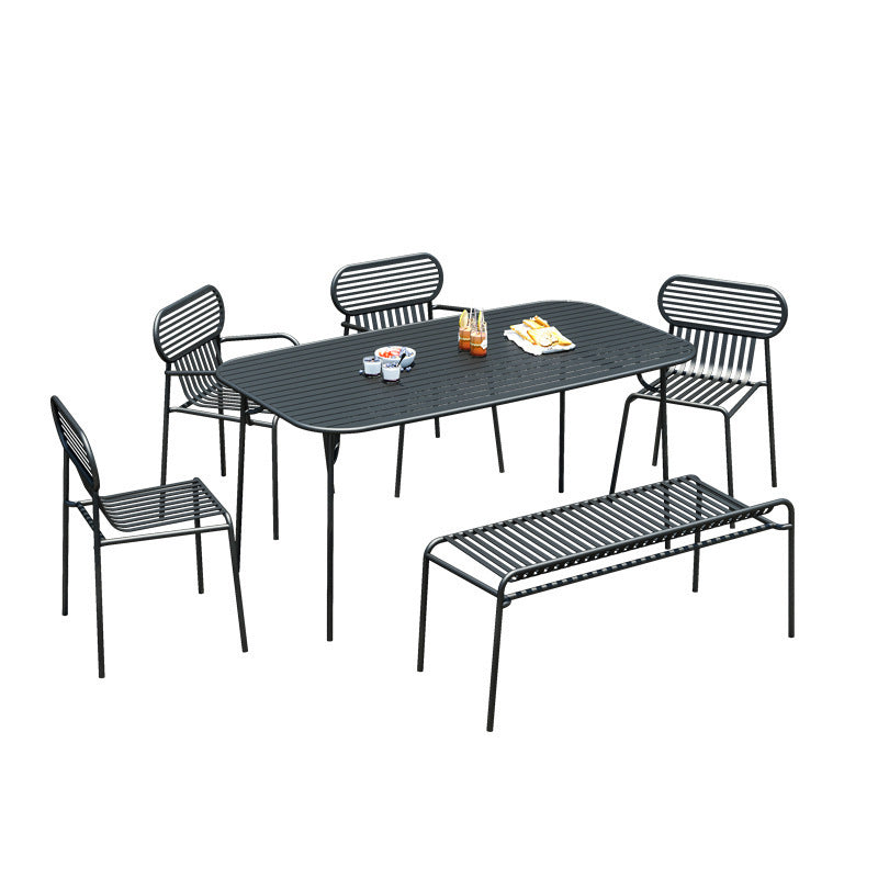 Simple wrought iron open-air table and chair combination balcony courtyard outdoor garden coffee shop milk tea shop outside leisure tables and chairs