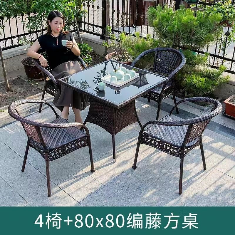 Three-piece rattan chair set casual tea table courtyard rattan outdoor table and chairs balcony tea table and chairs balcony casual table and chairs
