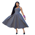 European and american women's clothing  autumn new arrival elegant halter neck high-end chic high-waisted slimming a-line maxi dress