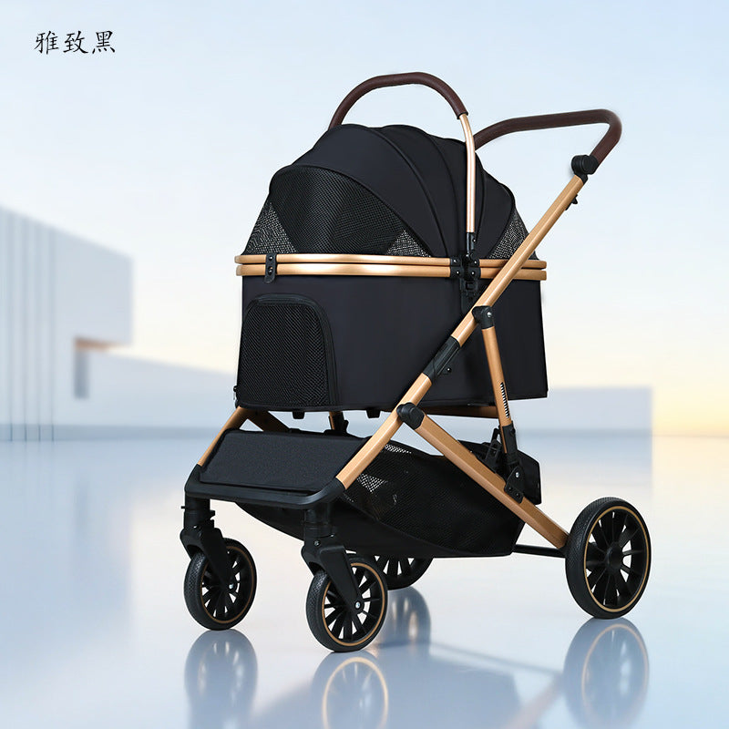 Pet stroller - lightweight, foldable, detachable, for dogs and cats - outdoor pet pushchair, adjustable height, large capacity