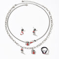 Halloween horror dark style necklace and earring set - trendy vampire bloodstained enamel ring jewelry for women