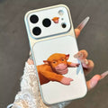 Confused cow funny emoji stickers for apple 17 pro, personalized phone case, lying cow ip18 soft case