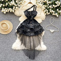 Fashion hot girl style denim tube topdress women's retro distressed tail design street small puffy skirt