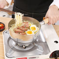 304 stainless steel flat-bottom japanese yukihira pan - non-stick, induction compatible, suitable for soups, milk, baby food, and deep frying