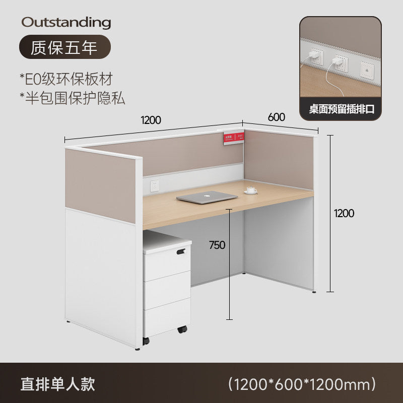 Staff office desk and chair set - minimalist modern office furniture, workstation computer desk, employee desk with partition