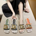2025 summer new arrival: trendy retro women's sandals & slippers - versatile casual flat slides with buckle detail