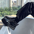 Spring/summer new men's leather shoes - versatile korean style, british fashion, trendy men's business casual shoes with hidden wedge heel and lace-up closure