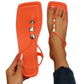 summer metal decorated french fashion versatile beach vacation flip-flops women's flat thong sandals