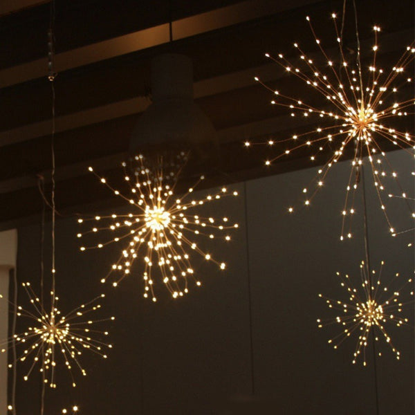 LED copper wire smoke lamp, star solar remote control dandelion lamp, holiday garden decoration home decoration hanging lamp