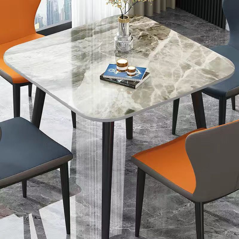 Italian imported glossy sintered stone dining table - square, compact, casual reception & negotiation table - trending home dining table