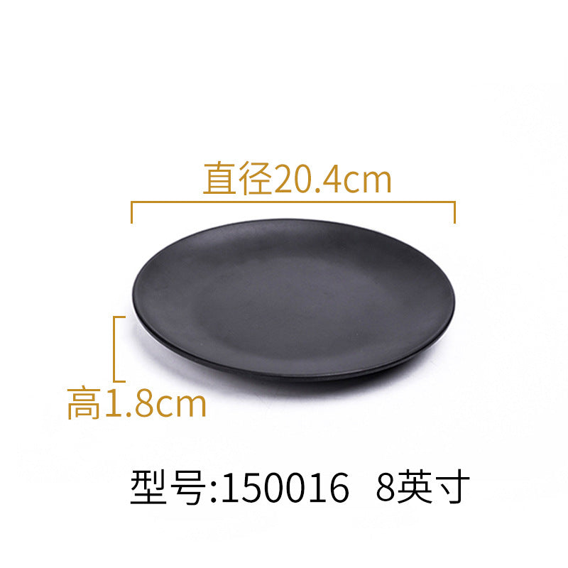 Melamine black tableware plastic dish imitation porcelain dinner plate cold dish plate barbecue hot pot plate barbecue restaurant plate commercial