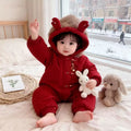 Newborn cute romper baby winter onesie - thickened cartoon crawling suit for autumn and winter, suitable for both boys and girls
