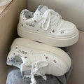 Dexun women's versatile casual sneakers - spring 2026 new collection: dopamine bread shoes, chunky platform white sneakers for students