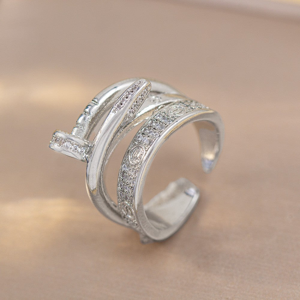 hot-selling design, full of diamonds, inlaid with zircons, exquisite women's openable adjustable rings, popular fashion accessories
