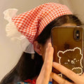 Blue and white lace headband and headscarf all-in-onefrench triangle scarf head scarf square hat hat pastoral style zhou ye same style hair accessories for women