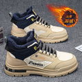 Boots men 2024new arrivalwinterfleece-linedheattech cotton shoes thick sole labor protection men's shoes leather men's workwear boots