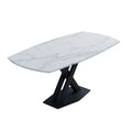 Customizable sintered stone dining table - italian style, perfect for small spaces, light luxury, high-end, minimalist modern design with cross-legged carbon steel frame