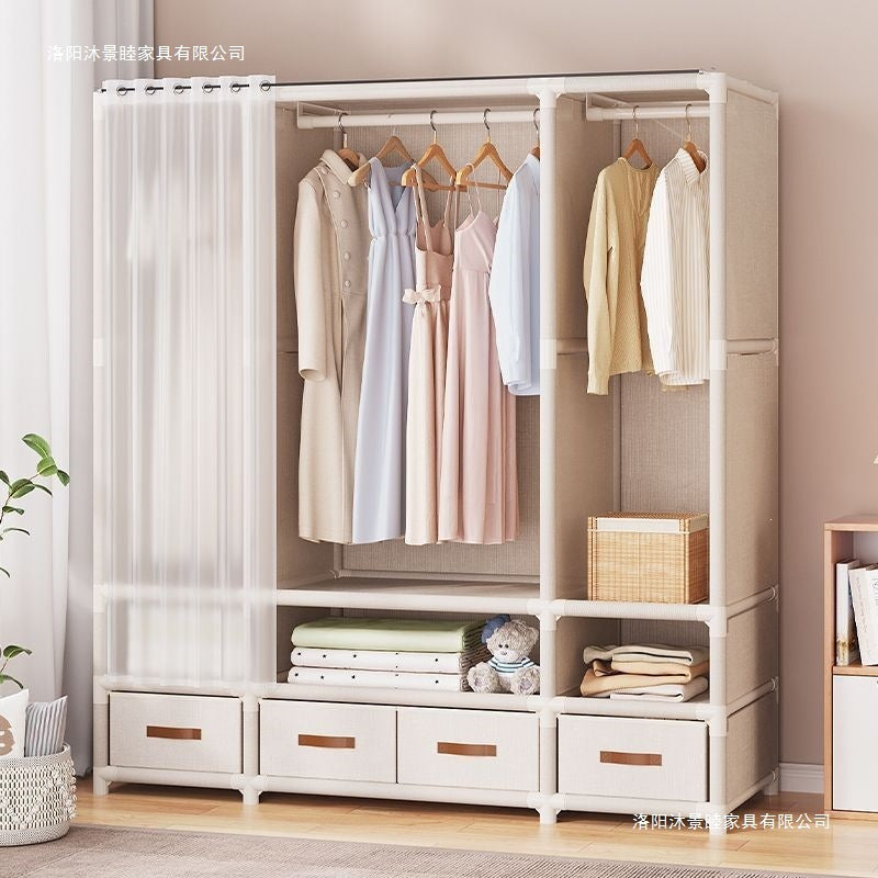 Wardrobe combination assemble bedroom simple wardrobe hanging clothes rack simple assembly storage cabinet wardrobe for rental