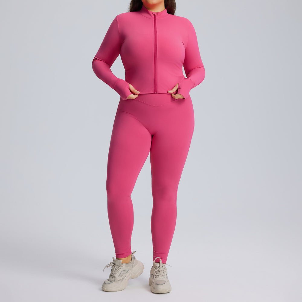 European and american plus size long sleeve yoga outfit set - women's high elasticity quick-dry activewear three-piece set - new autumn/winter fitness apparel