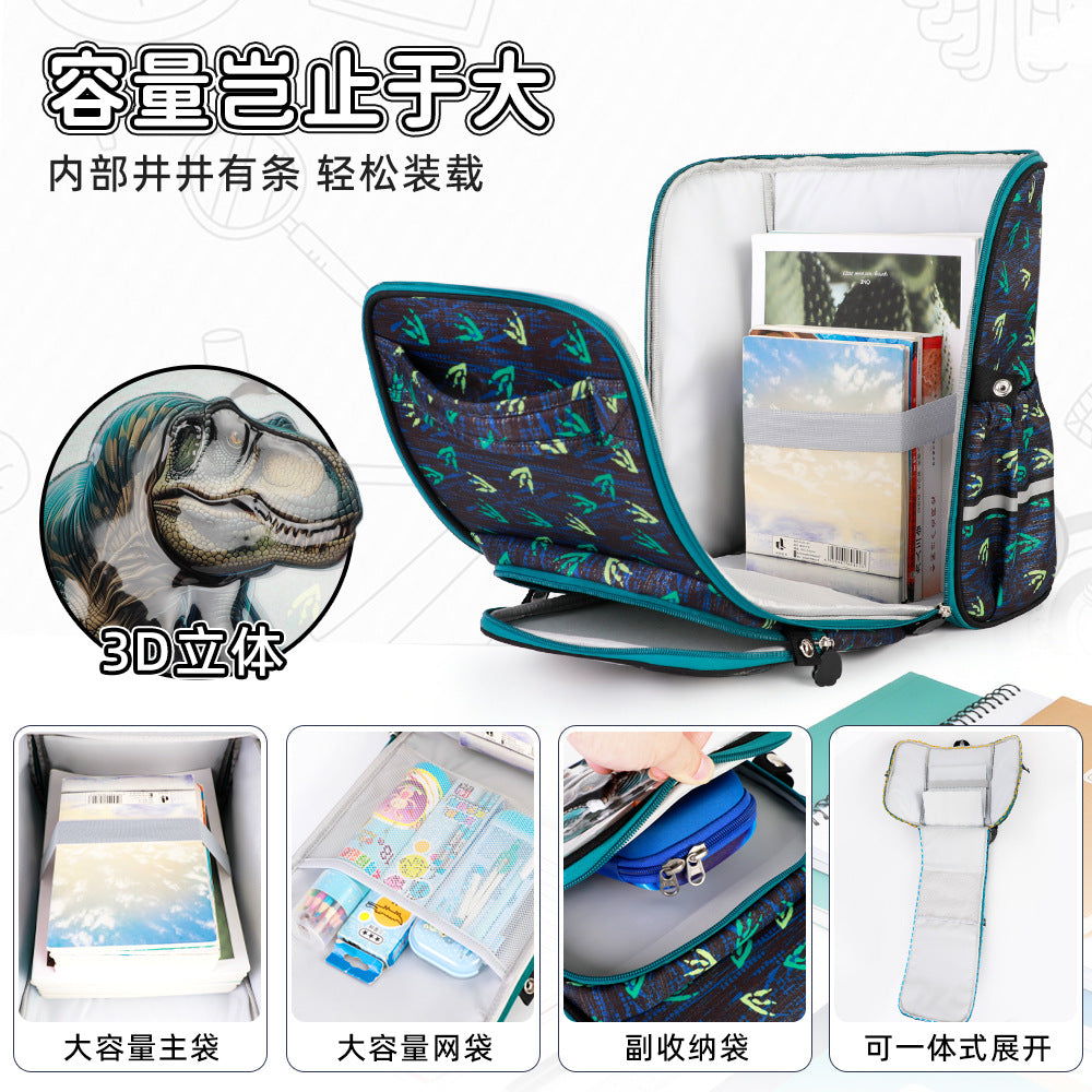New arrival primary school student schoolbag for men and women all-in-one double-layer hard shell spine protection and burden reduction schoolbag