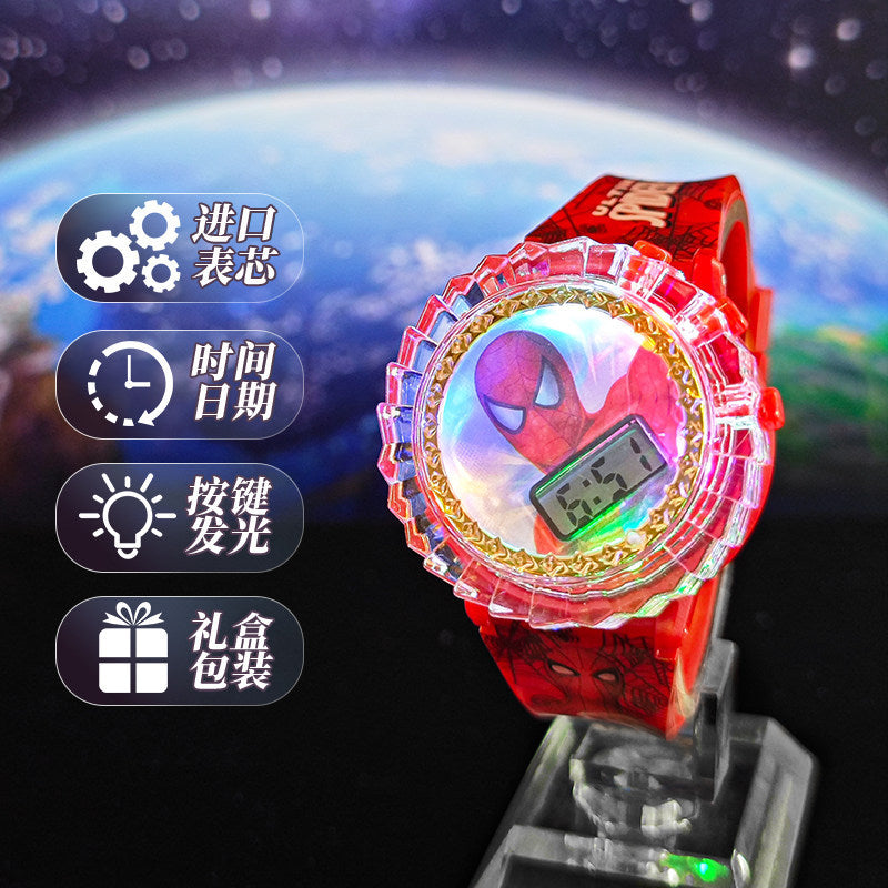 New light-up musical kids' watch with 360° rotating gyro electronic display - sanrio cartoon student toy watch