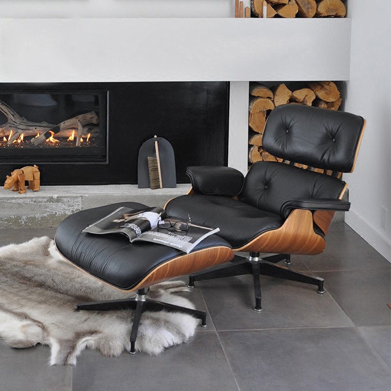 Eames single sofa lounge chair creative designer hotel genuine leather balcony lazy chair living room study sofa chair