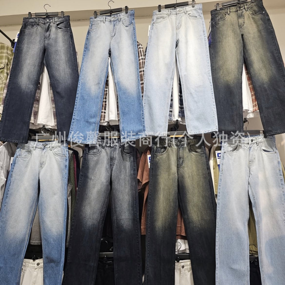 New arrival american high street menstraight-legjeanspantsin stock wholesalemen jeans wholesale
