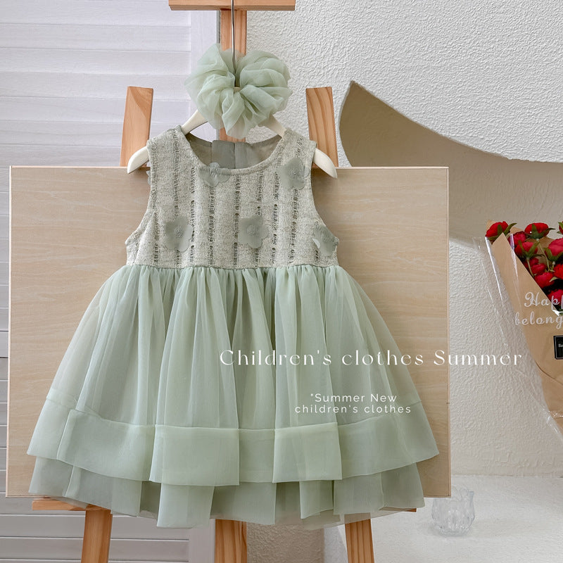 New girls' dresses: sweet princess style for kids, fresh and delicate tank dress for baby girls