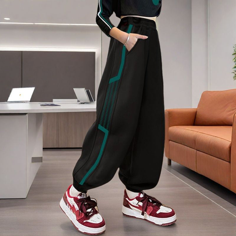 Girls' pants  spring/autumn collection: big girls' spring activewear, wide-leg sweatpants, spring outfits, new children's casual pants